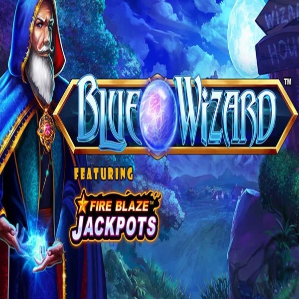 Blue Wizard Fire Blaze Jackpots slot visual from Rarestone Gaming available on gransinocasinos-es.com